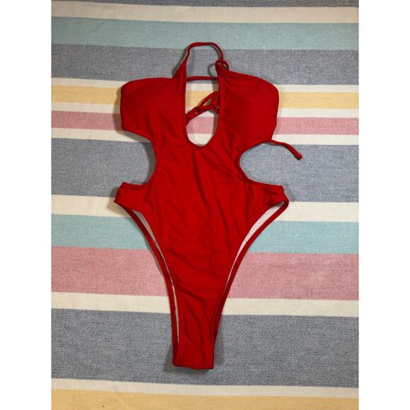 NWOT 🔥 Red Cutout One-Piece Swimsuit – Size XS - Picture 1 of 6